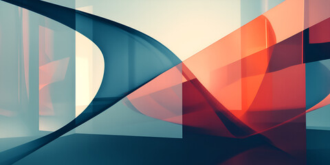 Poster - Abstract Red and Teal Glass Forms 