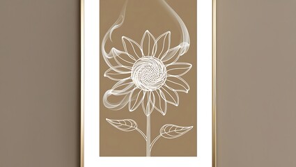 Wall Mural - set of three abstract posters with floral art in frames