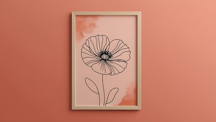 Wall Mural - set of three abstract posters with floral art in frames