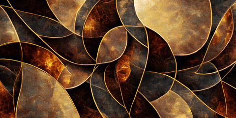 Poster - abstract gold and black swirls: a mesmerizing abstract art background with swirling patterns in shad