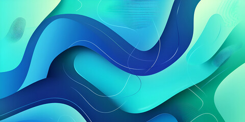 Poster - Abstract Blue Green Liquid Wave Background 