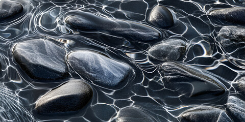 Poster - Submerged Stones: Abstract Water Reflections 