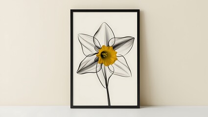 Wall Mural - set of  vertical poster  flower with smoky Line Art