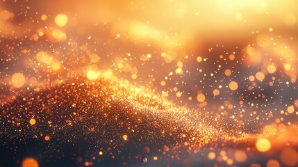 Poster - Warm and Soft Glittering Particles with Blurred Light in Gold Tones