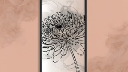 Wall Mural - set of  vertical poster  flower with smoky Line Art