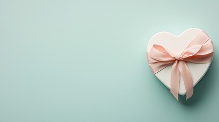 Poster - a minimalistic and beautifully composed photograph showcasing a heart shaped white gift box with a d