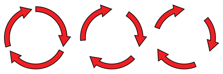 Poster - different circular arrows of black color, different thickness. Repeat arrow button, refresh icon, circle arrow, rotation sign. Design eps 10