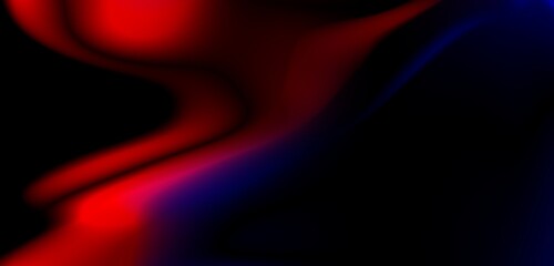 Poster - Dark blue digital abstract background with ultraviolet neon glow, blurry light lines, waves