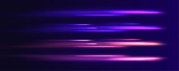 Aufkleber - Beautiful glowing light flares and sparks with red and blue special effects, creating a sense of speed with moving fast lines, laser beams, and horizontal light rays, perfect for dynamic visuals.