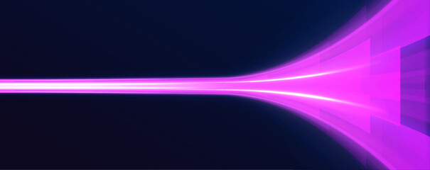 Wall Mural - dynamic image of the speed of light in space with glowing purple swirls and neon waves, mixed with f