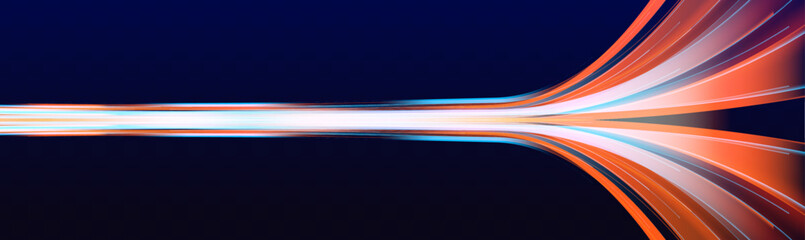 Poster - Neon glowing horizontal lines, laser beams, and particle motion create an acceleration effect, with bright red and blue speed rays and abstract lens flares, forming an exciting visual composition.