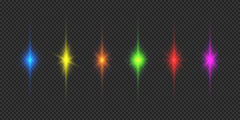 Wall Mural - set of multicolor light effects of lens flares
