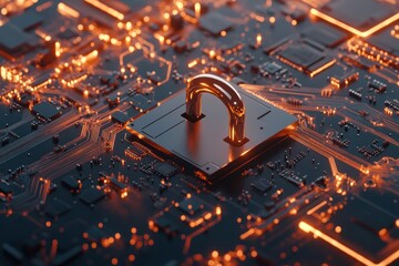 Aufkleber - Cyber Security Padlock On Circuit Board Technology