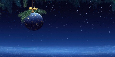 Poster - Christmas Ornament Hanging Against Night Sky Cityscape