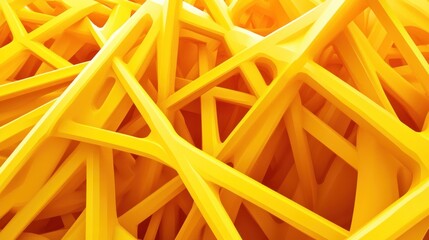 Poster - Abstract Yellow Structure Interlocking Geometric Forms