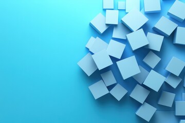 Poster - Blue Cubes Scattered On A Blue Background