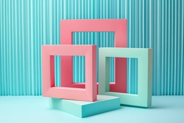 Aufkleber - Pastel Pink and Blue Square Frames on a Background