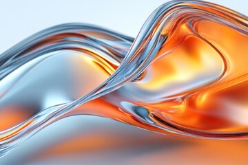 Fototapete - Abstract Flowing Liquid Forms in Orange and Blue Hues