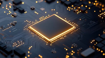 Poster - Illuminated Central Processing Unit On Circuit Board