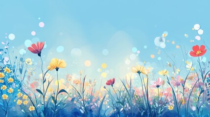 Aufkleber - Vibrant Summer Wildflowers Bloom In Sunny Field