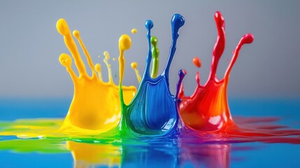 Aufkleber - Colorful Paint Splashes Create Abstract Art