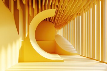 Aufkleber - abstract yellow architectural interior design space