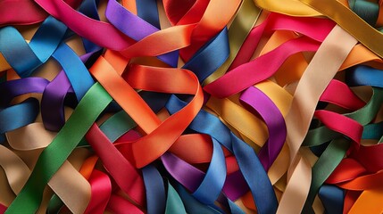 Poster - A vibrant and colorful abstract background of intertwined ribbons.