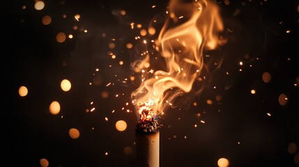 Aufkleber - Burning Incense Stick With Sparks And Smoke