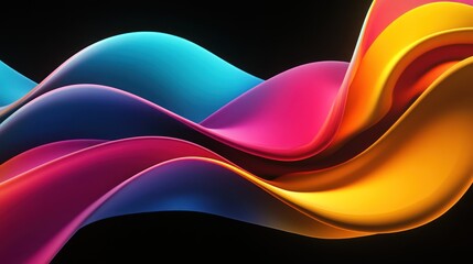 Wall Mural - Abstract Colorful Waves Flowing Dynamically Across Dark Background