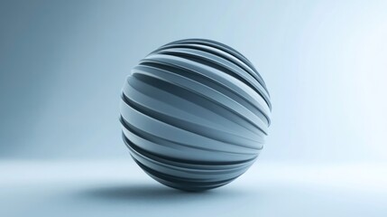 Wall Mural - Abstract Gray Sphere With Swirling Stripes Design