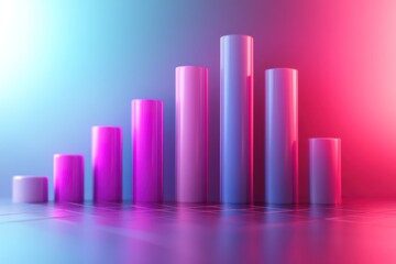 Aufkleber - Abstract Cylindrical Columns Rising In Neon Light
