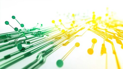 Poster - Abstract Green And Yellow Circuit Board Design