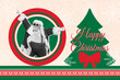© deagreez - Creative poster sketch image collage of excited old man santa claus dance new year occasion party tree bow decor on colorful background