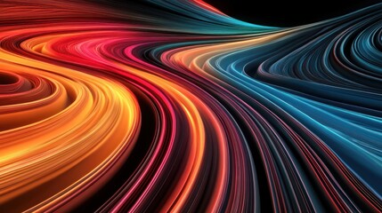 Aufkleber - Abstract Swirling Lines of Red Orange and Blue Hues