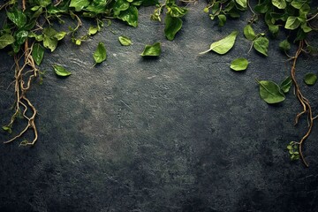 Poster - Lush Green Vines Frame Dark Background