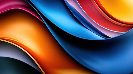 Poster - a colorful, abstract painting with a blue and orange stripe