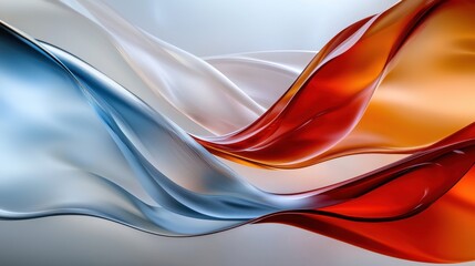 Poster - A colorful wave of fabric with blue, white and red colors
