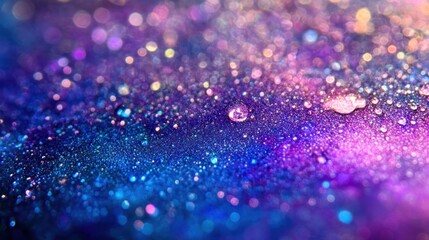 Poster - Glittering Surface With Water Droplets And Shimmering Lights