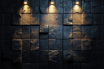 Aufkleber - Illuminated Dark Stone Wall Block Pattern