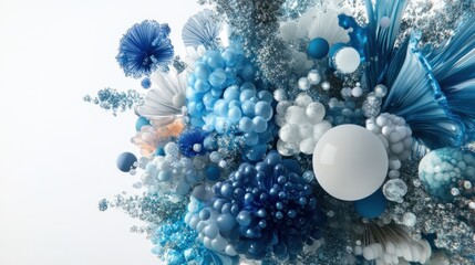 Aufkleber - Abstract Blue and White Fluid Art Composition