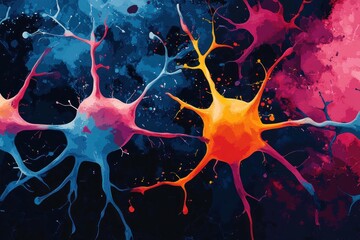 Aufkleber - Abstract Colorful Neuron Network Artistic Rendering