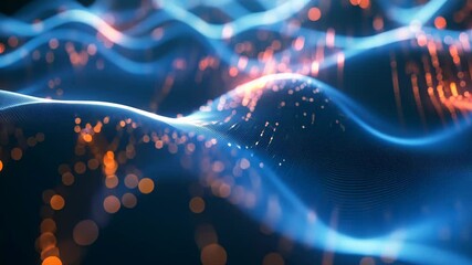 Poster - Visual representation of flowing light patterns over a dark background showcasing vibrant colors and textures