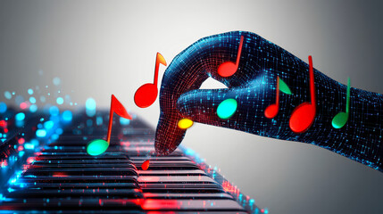 Poster - AI-Driven Music Creation Symbolizing Technology and Machine Learning in the Music Industry