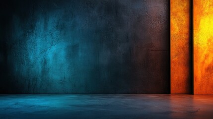 Poster - A wall with a blue and orange stripe