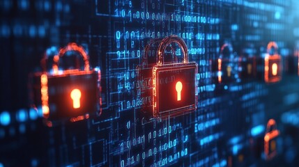 Aufkleber - Digital Security Padlocks And Binary Code Background