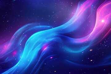 Wall Mural - Abstract Cosmic Nebula Waves of Blue and Pink Light