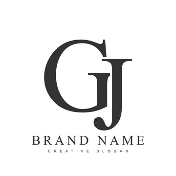 GJ trendy logotype template. Initial letter g and j classic font style. Creative logo for company name or identity.