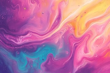 Aufkleber - Abstract Swirling Paint Colors in Pink Purple and Teal