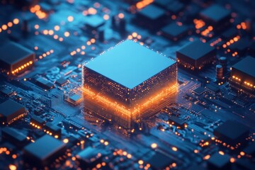 Poster - Illuminated Central Processing Unit On Circuit Board