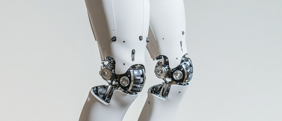 Aufkleber - close up view of prosthetic limb showcasing detailed mechanical joints and sleek design, highlighting advanced technology and precision engineering
